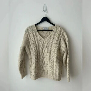 Paul James fisherman cable  knit wool sweater